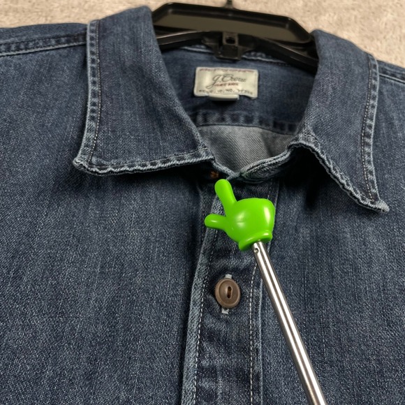 J Crew Denim Shirt Mens Large Blue Dark Wash Pocket Western Long Sleeve Button - Picture 4 of 10